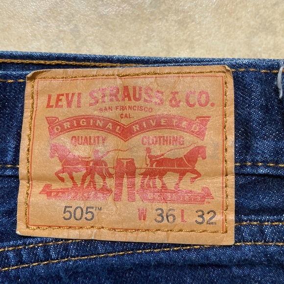 Men’s LEVI’S 505 Dark Denim Jeans 36 36x32 levi Strauss - Picture 4 of 9